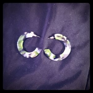 Green hoop earrings